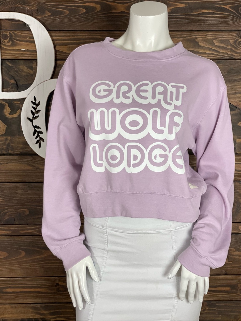 Pop Surf | Great Wolf Lodge Fleece Lined Pastel Lavender Crewneck Sweatshirt